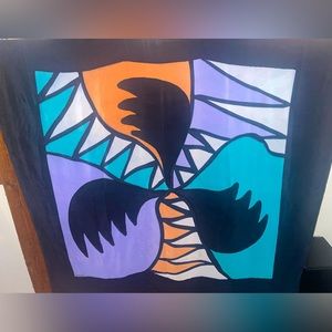 Moss Silk Modern Abstract Oversized Silk Scarf, Unique, Multifunctional!